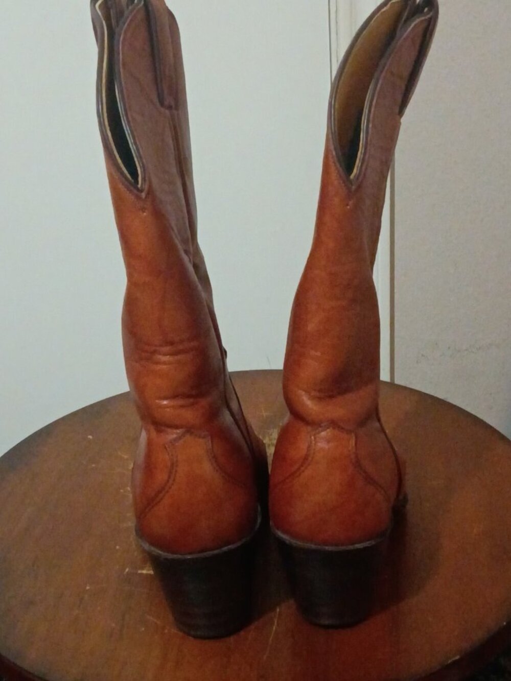 Vintage Justin Western Style L4417 Womens Sz 5B Cowboy Boots Brown Stacked Heel - Picture 11 of 13